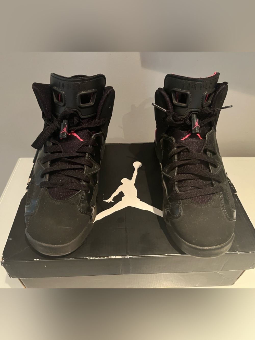 Air Jordan 6 Retro Black High-Tops with Pink Interior